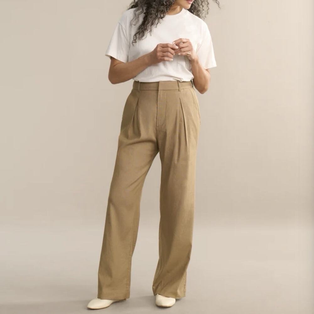 Jenni Kayne Riley Trouser In Safari Pleated Relaxed Fit Pants Women's Size 12